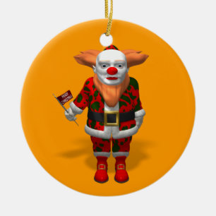 Santa Claus Clown Ceramic Ornament