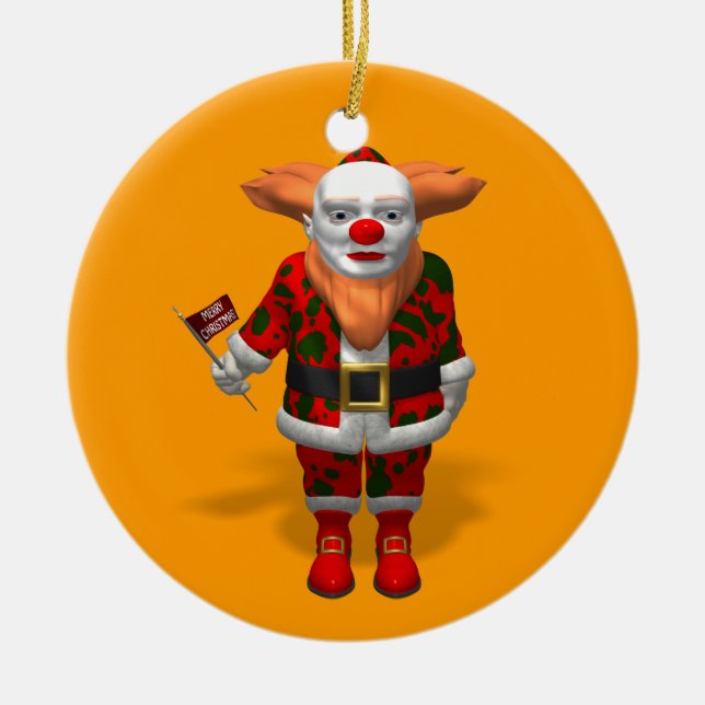 Santa Claus Clown Ceramic Ornament (Front)