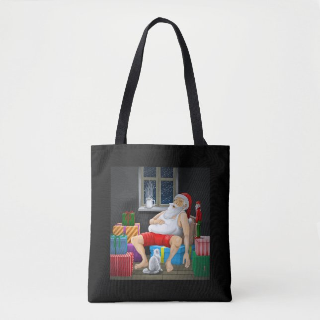 Santa Claus Coffee Time Tote Bag (Front)