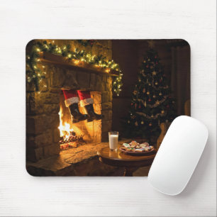 Santa Claus Coming Down the Chimney Mouse Pad