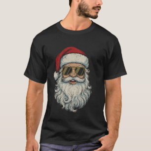 Santa Claus Cool Face Retro Vintage Sunglasses Chr T-Shirt