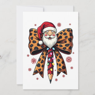 Santa Claus Coquette bow School Teaching  Invitation