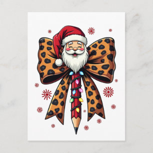 Santa Claus Coquette bow School Teaching Postcard
