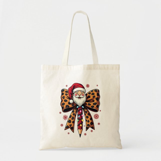 Santa Claus Coquette bow School Teaching  Tote Bag (Front)