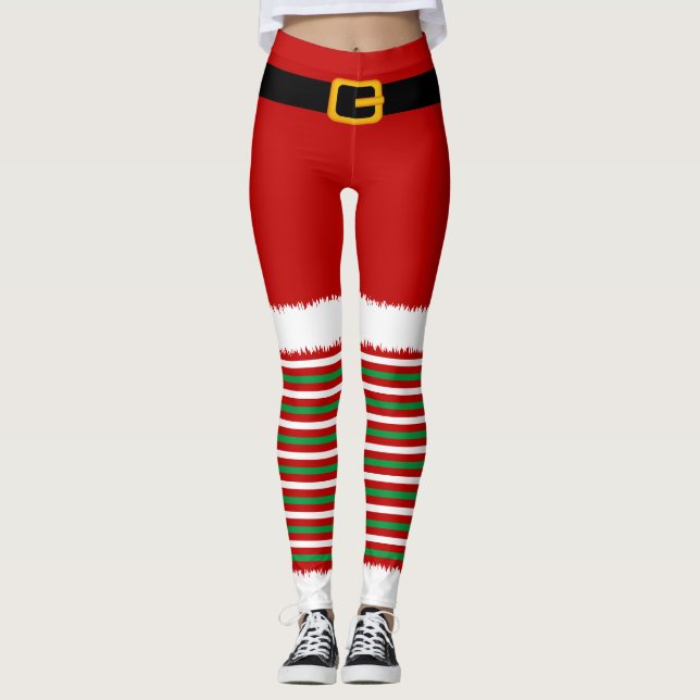 Santa Claus Costume Christmas Leggings (Front)