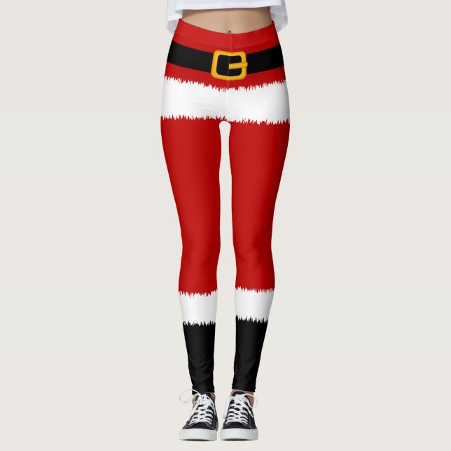 Santa Claus Costume Christmas Leggings (Front)