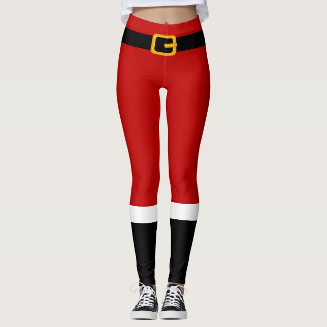 Santa Claus Costume Christmas Leggings (Front)