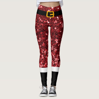 Santa Claus Costume Glitter Christmas Leggings