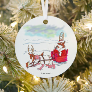 Santa Claus Coup round metal ornament