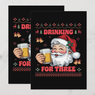 Santa Claus Couple Chirstmas Drinking Invitation
