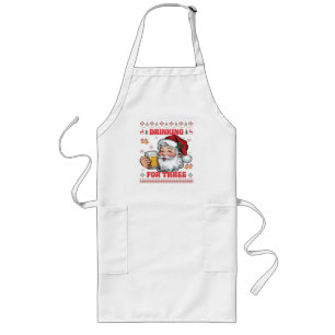 Santa Claus Couple Chirstmas Drinking  Long Apron