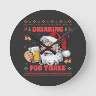 Santa Claus Couple Chirstmas  Round Clock