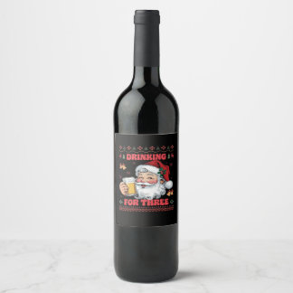 Santa Claus Couple Chirstmas Wine Label