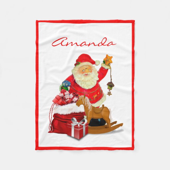 Santa Claus Cozy Christmas Fleece Blanket (Front)