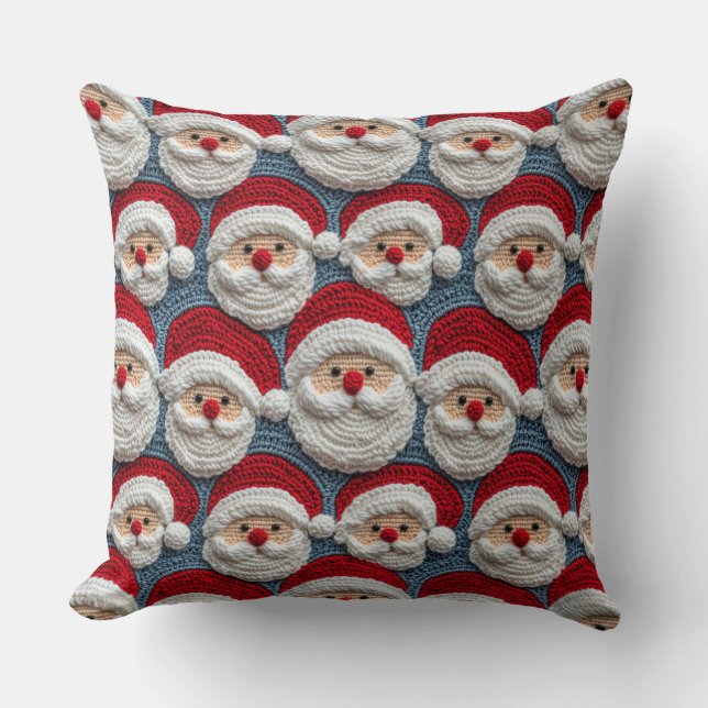 Santa Claus crochet pattern Throw Pillow (Front)