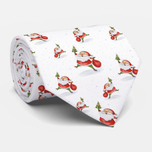 Santa Claus Cute Christmas watercolor painting Tie