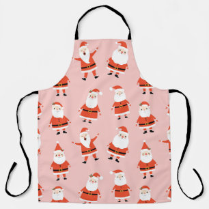 Santa Claus, Cute Pink Seamless Pattern. Apron