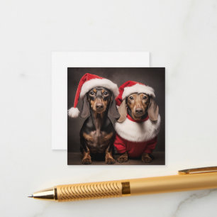 Santa Claus Dachshund Twins Enclosure Card