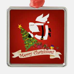 Santa Claus Delivers Christmas Joy! Metal Ornament