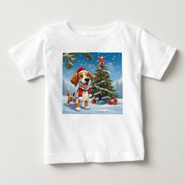 Santa Claus Dog Toddler Tshirt (Front)