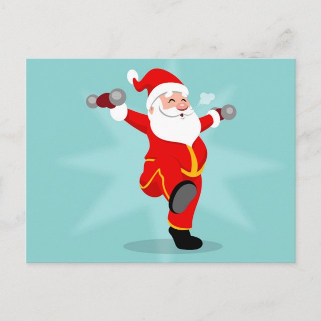Santa Claus doing fitness exercises Postcard (Front)