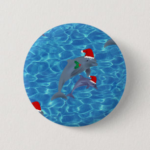 santa claus dolphins 2 inch round button