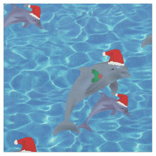 santa claus dolphins fabric