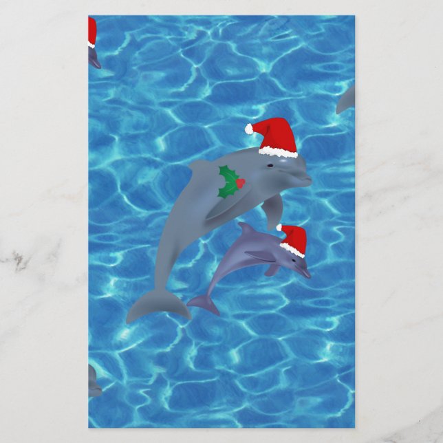 santa claus dolphins stationery (Front)