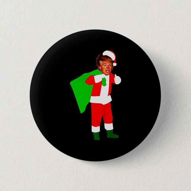Santa Claus Donald Trump Funny Christma Ugly Xmas  2 Inch Round Button (Front)