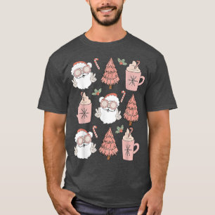 Santa Claus Doodles Groovy Christmas Tree Snow San T-Shirt