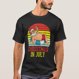 Santa Claus Drinking Cocktails Christmas In July T-Shirt