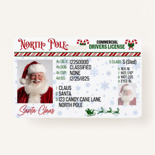 Santa Claus Driver License Christmas Badge