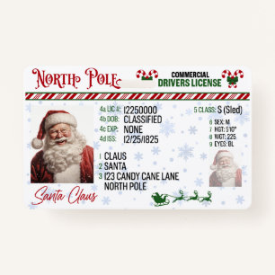 Santa Claus Driver License Christmas Badge