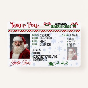 Santa Claus Driver License Christmas Badge