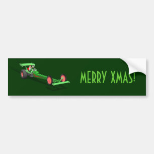 Santa Claus Driving A Dragster Bumper Sticker