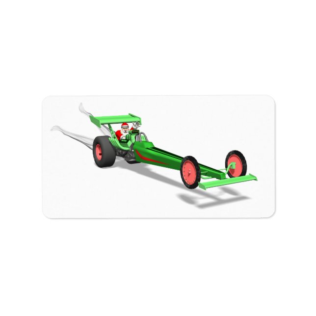 Santa Claus Driving A Dragster Label (Front)
