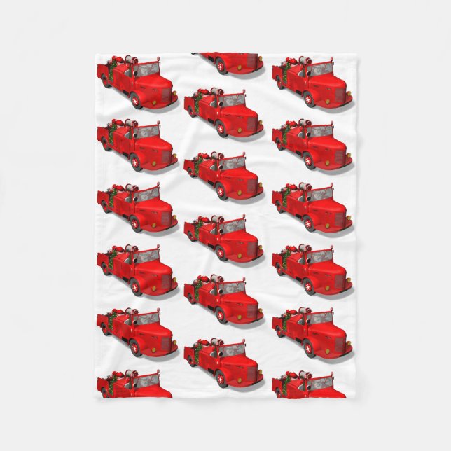 Santa Claus Driving A Fire Engine Fleece Blanket (Front)