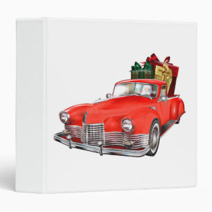 Santa Claus driving a retro car with giftsb Binder