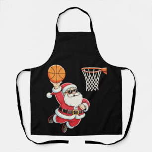 Santa Claus Dunking A Basketball Christmas Xmas Apron