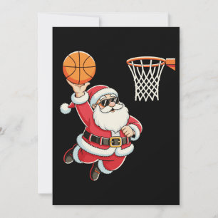 Santa Claus Dunking A Basketball Christmas Xmas Invitation