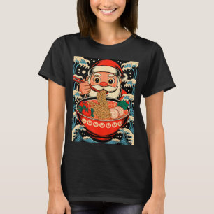 Santa Claus Eating Ramen Noodles Japanese Christma T-Shirt