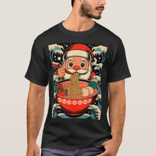 Santa Claus Eating Ramen Noodles Japanese Christma T-Shirt