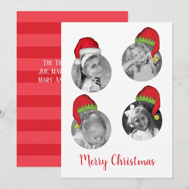Santa Claus Elf Christmas Photo Card Multi Photo (Front/Back)