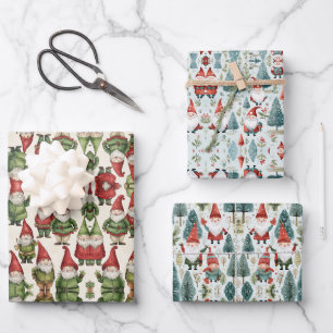 Santa Claus Elves Compilation Wrapping Paper Sheet
