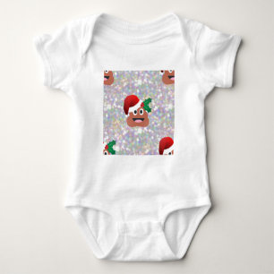 santa claus emoji baby bodysuit