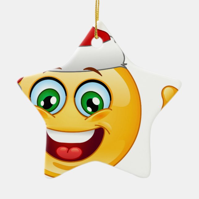 santa claus emoji ceramic ornament (Front)