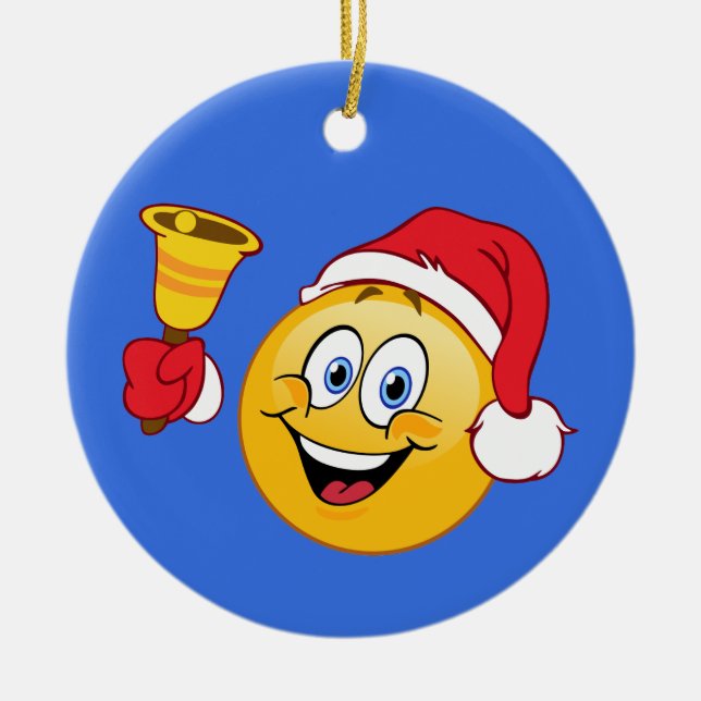 Santa Claus Emoji Ringing Bell Ornament (Front)