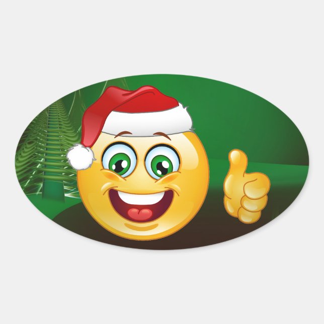santa claus emojis oval sticker (Front)
