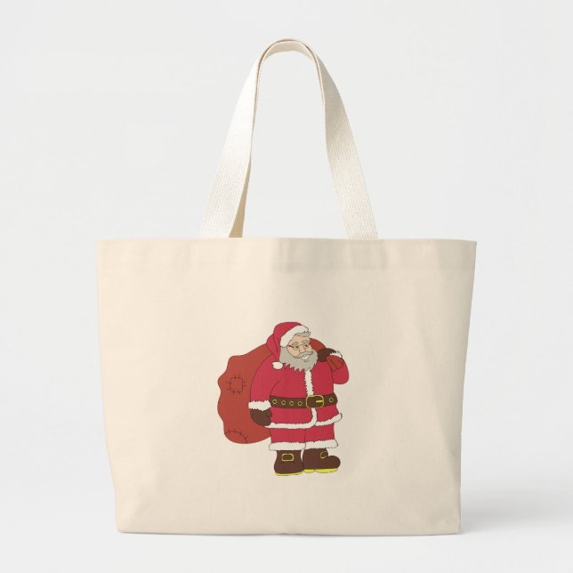 Santa Claus en rouge avec sac cadeau et lunettes (Devant)