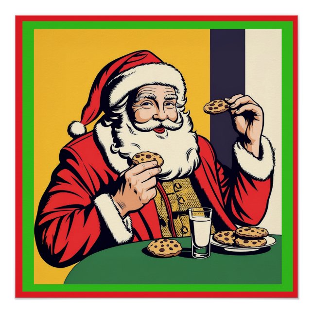 Santa Claus Enjoying A Snack Poster (Front)